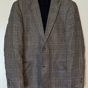 Tommy Hilfiger Men's Blue 100% Linen 2 Button Lined Sport Coat Blazer Sz 38R